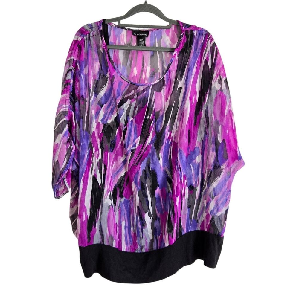 Workwear Chic Abstract Print Plus Size Fashion Long Sleeve Blouse Size 18/20